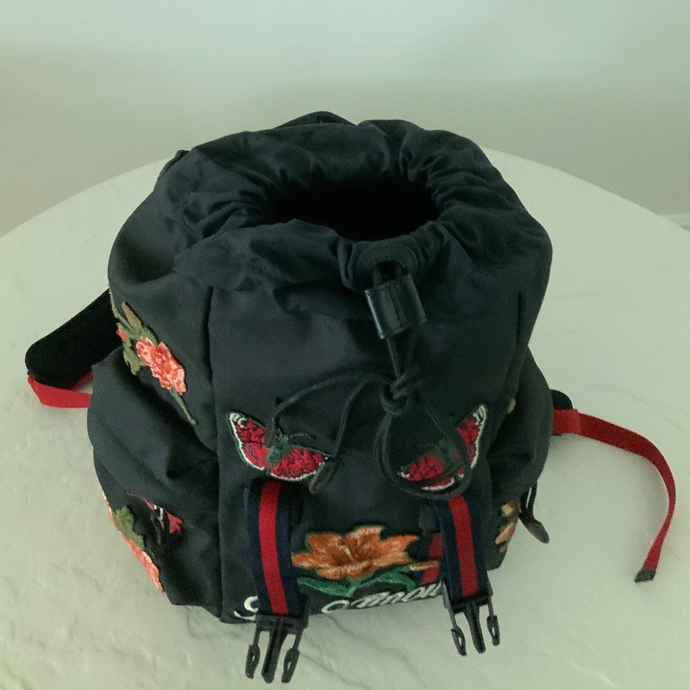 GUCCI L'Aveugle Par Amour Embroidered Canvas Backpack Black AUTHENTIC + Dustbag - Picture 7 of 16